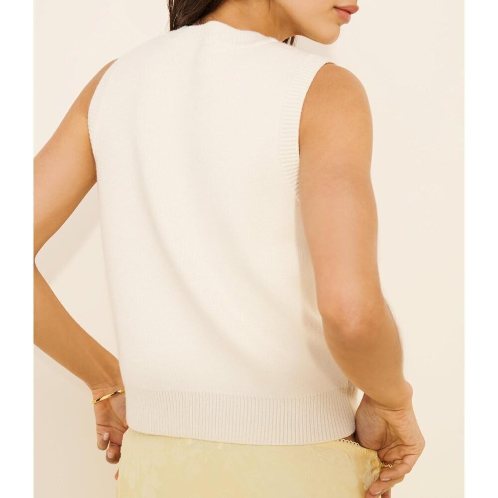 Women Sleeveless Crew Neck Sweater Vest Ribbed Knit Cute Juice Print - Picture 3 of 5